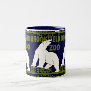 Tasse 2 Couleurs Affiche WPA « Visitez le zoo de Brookfield » ours