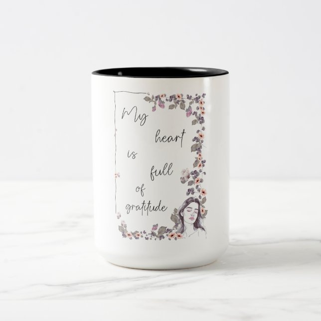 Tasse 2 Couleurs Affirmation de gratitude. Floraison de l'état d'es (Centre)
