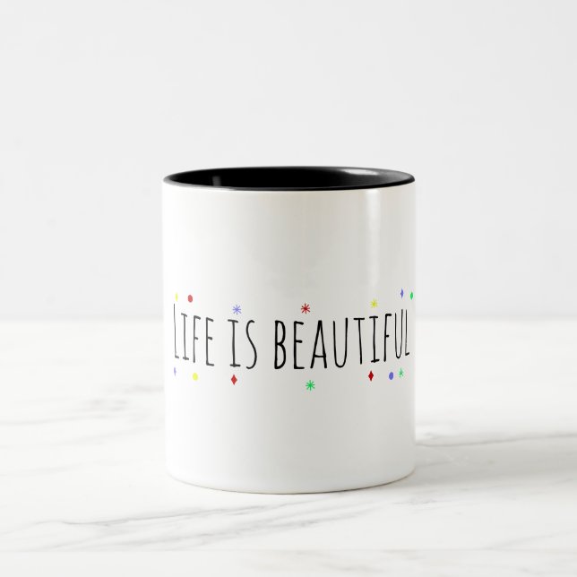 Tasse 2 Couleurs Affirmation positive | La vie est belle (Centre)