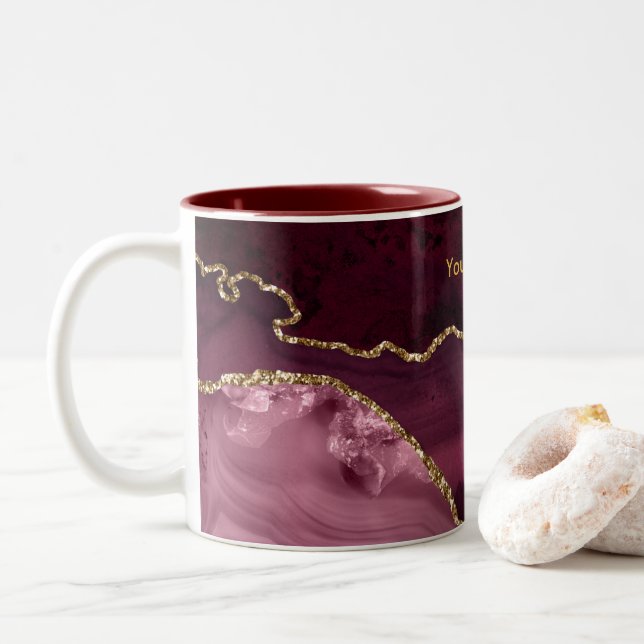 Tasse 2 Couleurs Agate bordeaux et or (Avec donut)