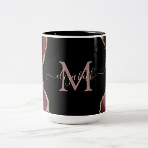 Tasse 2 Couleurs Agate Burgundy Pailleté Or Élégant et Stylé