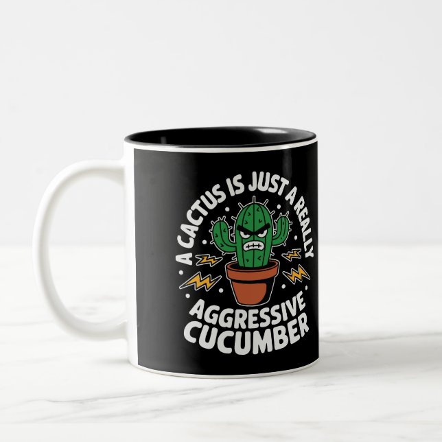 Tasse 2 Couleurs Aggressive Cucumber – Funny Cactus Pun (Gauche)