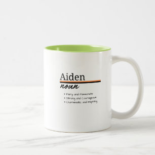 Tasse 2 Couleurs Aiden, Garçon Personnalisé Nom Définition