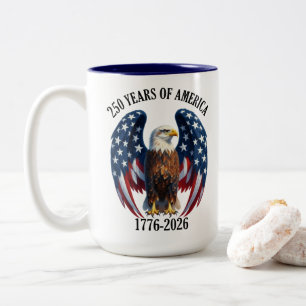 Tasse 2 Couleurs Aigle Américain Patriotique 250 Ans 1776-2026