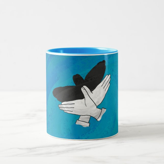 Tasse 2 Couleurs Aigle Ombre Sur Bleu (Centre)