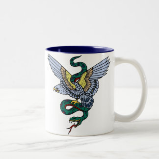 Tasse 2 Couleurs Aigle vintage et tatouage serpent