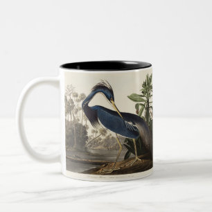 Tasse 2 Couleurs Aigrette de Louisiane, oiseau, Art vintage d'Audub
