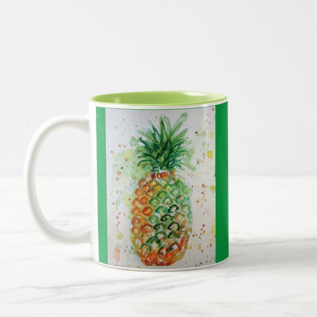 Tasse 2 Couleurs Aiguille Fruit Nourriture Tropical Art Orange Lime (Gauche)
