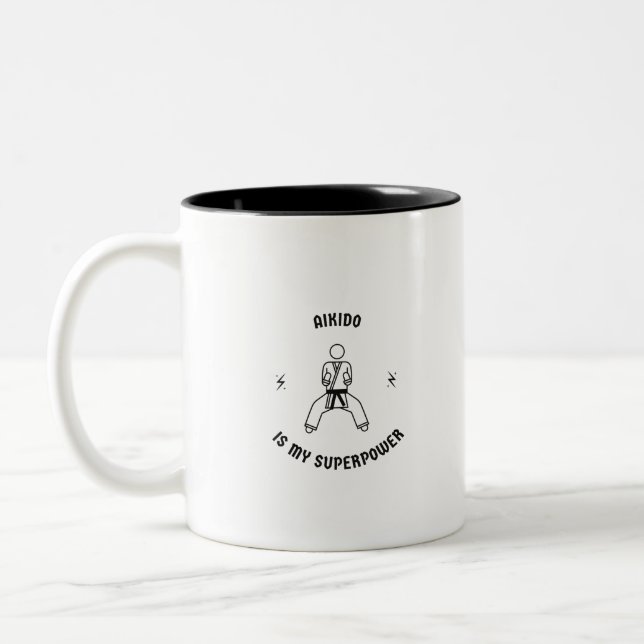 Tasse 2 Couleurs Aikido est ma superpuissance (Gauche)