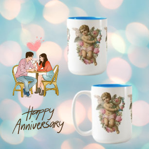 Tasse 2 Couleurs Aile à fleurs Angel vintage