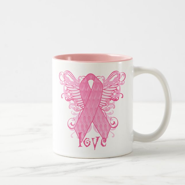 Tasse 2 Couleurs Ailes roses d'amour de ruban (Droit)