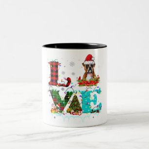 Tasse 2 Couleurs Aimer Chien Noël Arbre Éclairage Boxer Père Noël L