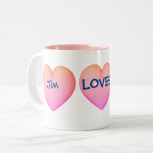 Tasse 2 Couleurs Aimer Coeur rose Personnalisé