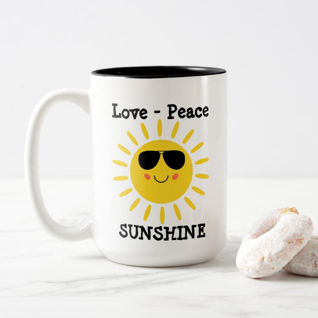 Tasse 2 Couleurs Aimer la paix et le soleil (Avec donut)