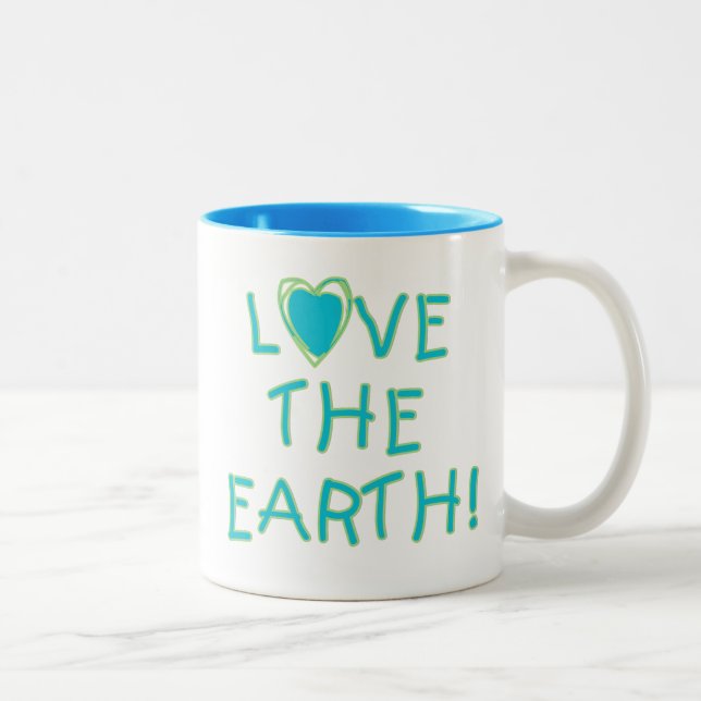 Tasse 2 Couleurs Aimer la Terre De l'environnement (Droit)