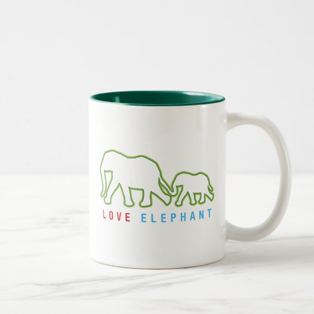 Tasse 2 Couleurs Aimer l'éléphant (Droit)