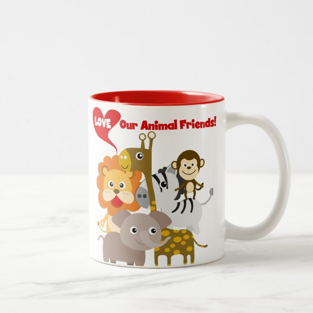 Tasse 2 Couleurs Aimez nos amis animaux (Droit)