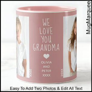 Tasse 2 Couleurs Aimez-vous grand-mère, Texte personnalisé, Dusty R
