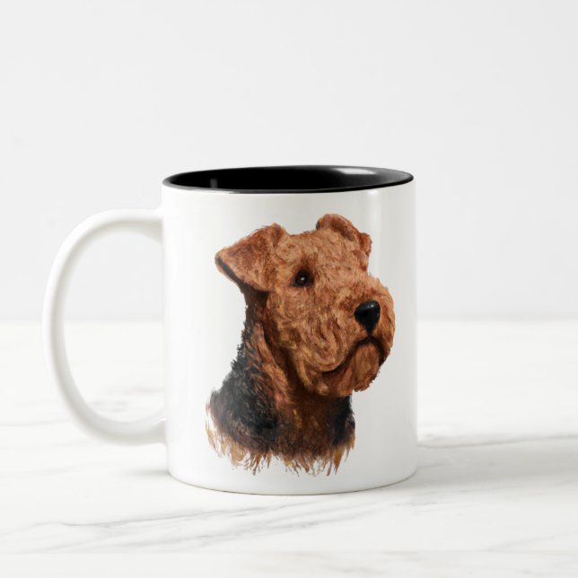 Tasse 2 Couleurs Airdale Terrier Lover Gift (Gauche)