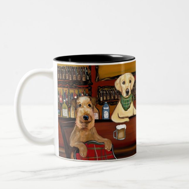TASSE 2 COULEURS AIREDALE TERRIER & AMIS (Gauche)