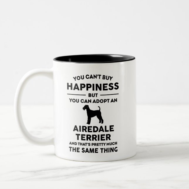 Tasse 2 Couleurs Airedale Terrier Le Bonheur de l'adoption (Gauche)