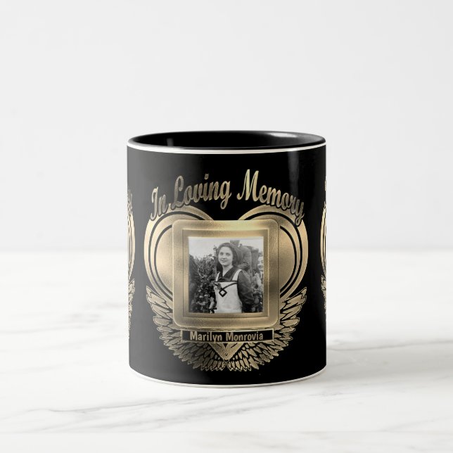 Tasse 2 Couleurs Ajouter Photo Custom Memorial Heart (Centre)