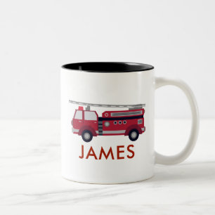 Tasse 2 Couleurs Ajouter votre nom Red Fire truck Personnalisé