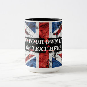 Tasse 2 Couleurs Ajouter votre texte sur le drapeau anglais Jeu d'o
