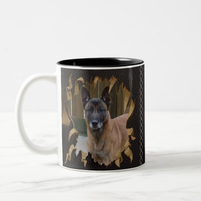 Tasse 2 Couleurs Ajoutez votre photo Malinois - le berger belge - (Gauche)