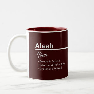 Tasse 2 Couleurs Aleah Définition de prénom personnalisé pour fille