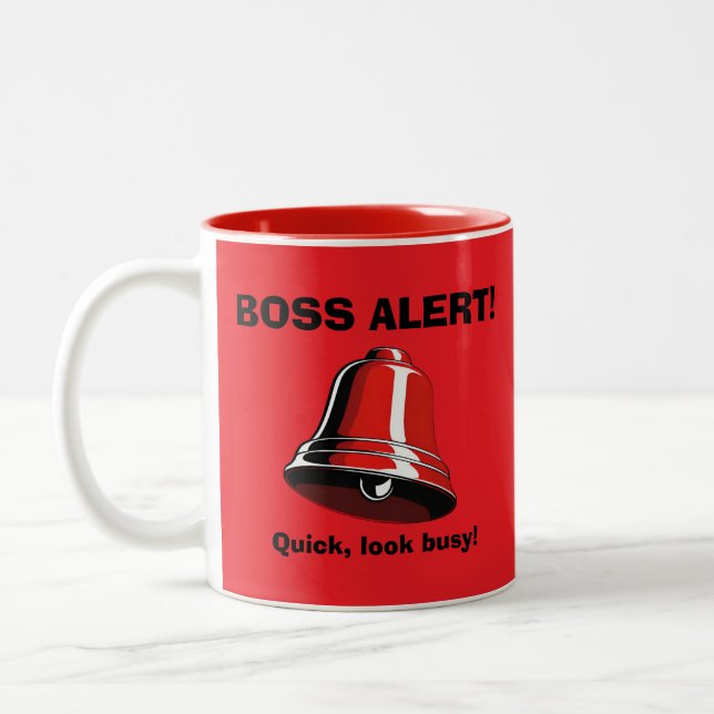 Tasse 2 Couleurs Alerte BOSS ! Regardez Occupé (Gauche)