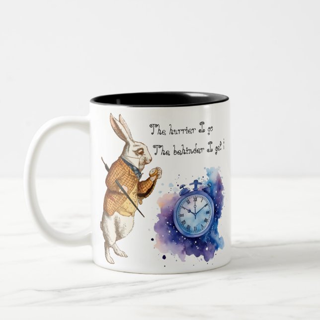 Tasse 2 Couleurs Alice - Lapin Blanc - Le plus vite je vais (Gauche)