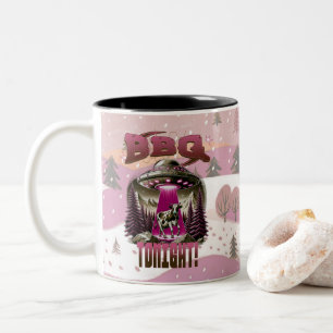 Tasse 2 Couleurs Alien BBQ Enlèvement de vache Plaisanterie