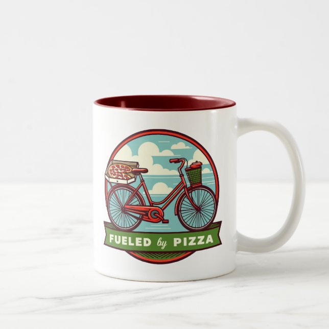 Tasse 2 Couleurs Alimenté Par Pizza Bike (Droit)