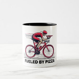 Tasse 2 Couleurs Alimenté Par Pizza Cyclist