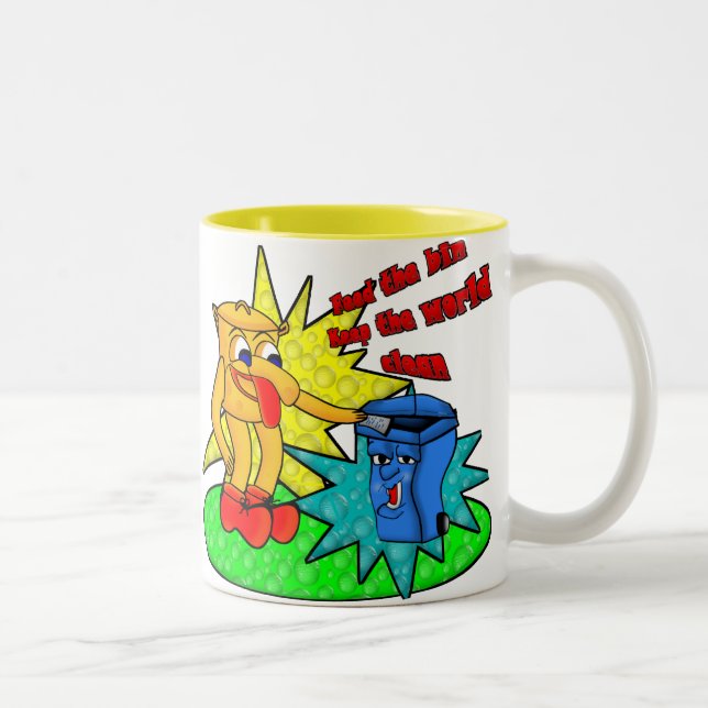 Tasse 2 Couleurs Alimenter la poubelle - Gardez le monde propre (Droit)