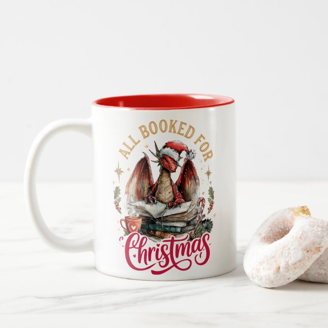 Tasse 2 Couleurs All Booked for Christmas Dragon  (Avec donut)