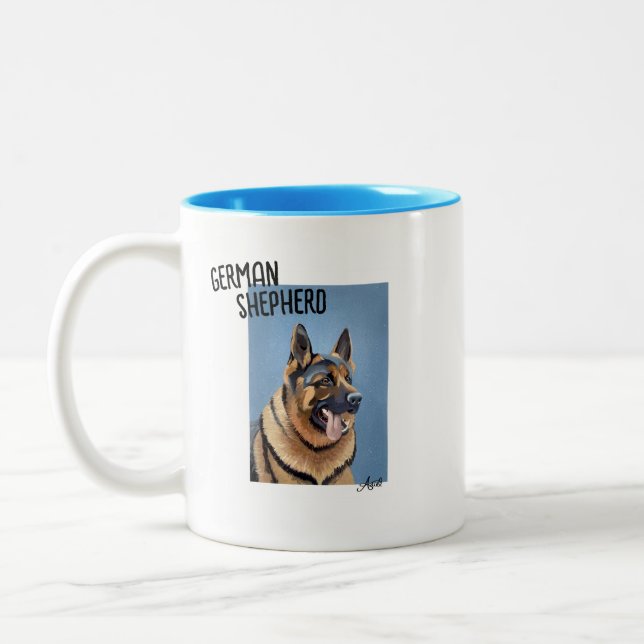 Tasse 2 Couleurs Allemands peints à la main Shepard Bust Portrait (Gauche)
