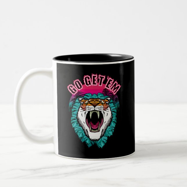 Tasse 2 Couleurs Allez les obtenir - Tiger Face Design graphique (Gauche)