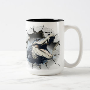 Tasse 2 Couleurs alligator sortant d'un mur