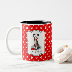 Tasse 2 Couleurs Allons-y ! Chien chinois à crête (hl blk wh 1)