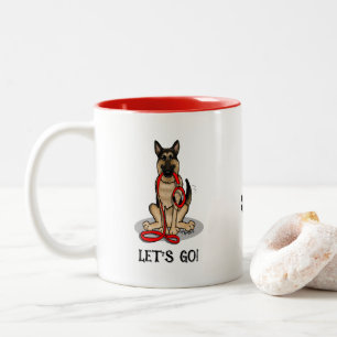 Tasse 2 Couleurs Allons-y ! Promenons le berger allemand (noir et f