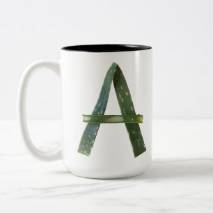 Tasse 2 Couleurs Aloe - Monogramme botanique lettre majuscule verte