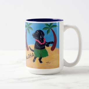 Tasse 2 Couleurs Aloha Labrador noir