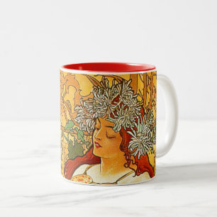 Tasse 2 Couleurs Alphonse Mucha Art Nouveau Automne