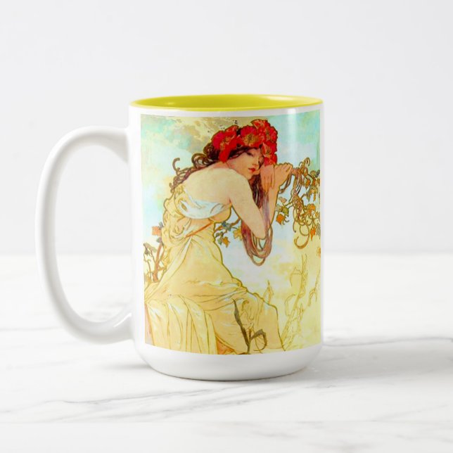 Tasse 2 Couleurs Alphonse Mucha Art Nouveau Été (Gauche)