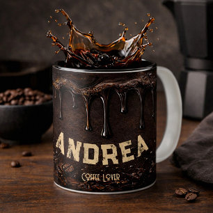 Tasse 2 Couleurs Amateur de café noir Rétro Drip Art Cadeau avec no