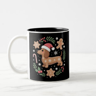Tasse 2 Couleurs Amateur de chien saucisse en pain d'épice Noël Dac