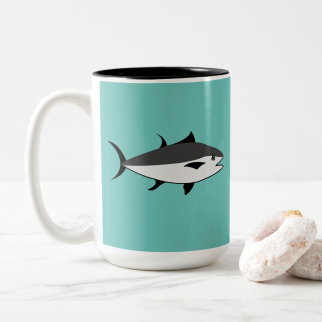 Tasse 2 Couleurs Amateur de thon Thon (Avec donut)