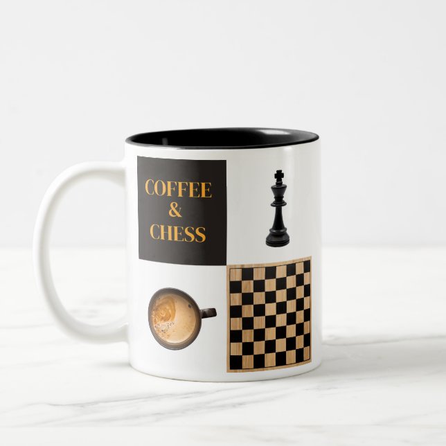 Tasse 2 Couleurs Amateurs de café et d'échecs et joueurs d'échecs (Gauche)